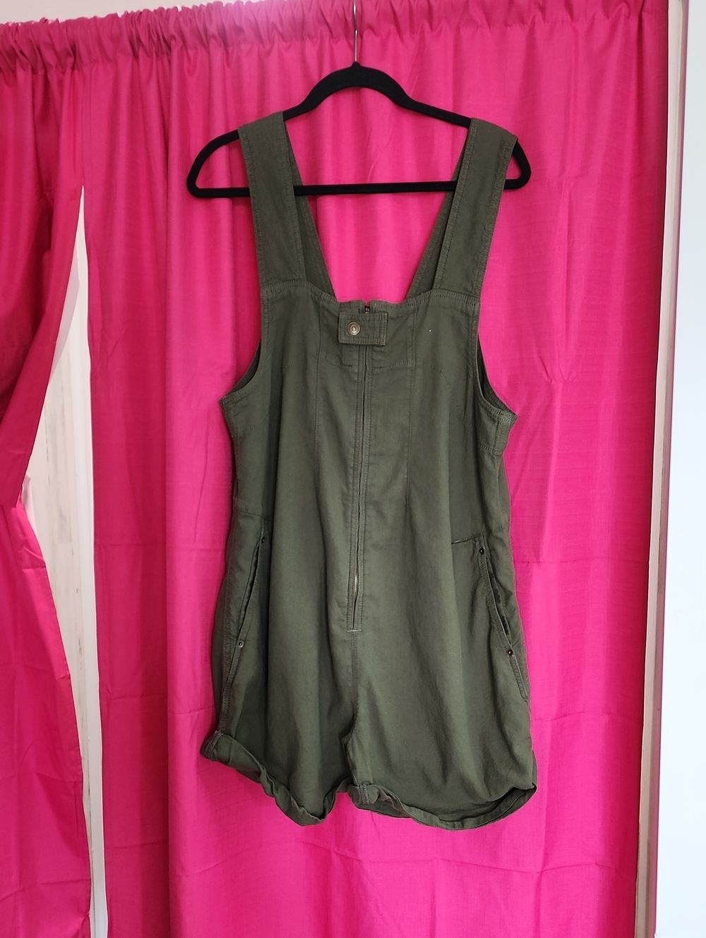 Free People Olive Green Short Overalls Jumpsuit